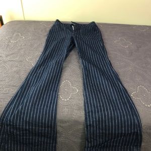 BELL BOTTOM WHITE PINSTRIPE JEANS